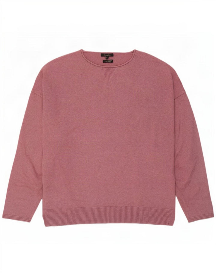 Massimo Dutti Herre Boat Neck Jumper Sweater Large Pink Uld
