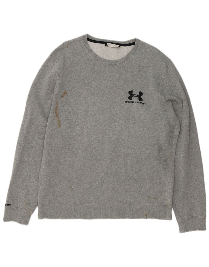 Under Armour Herre Grafisk Sweatshirt Jumper Large Grå Flecked