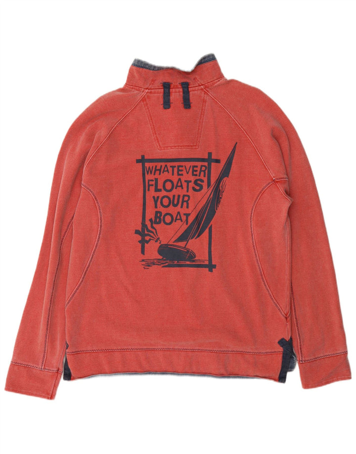 Fat Face Herre Grafisk Zip Neck Sweatshirt Jumper lille rød bomuld