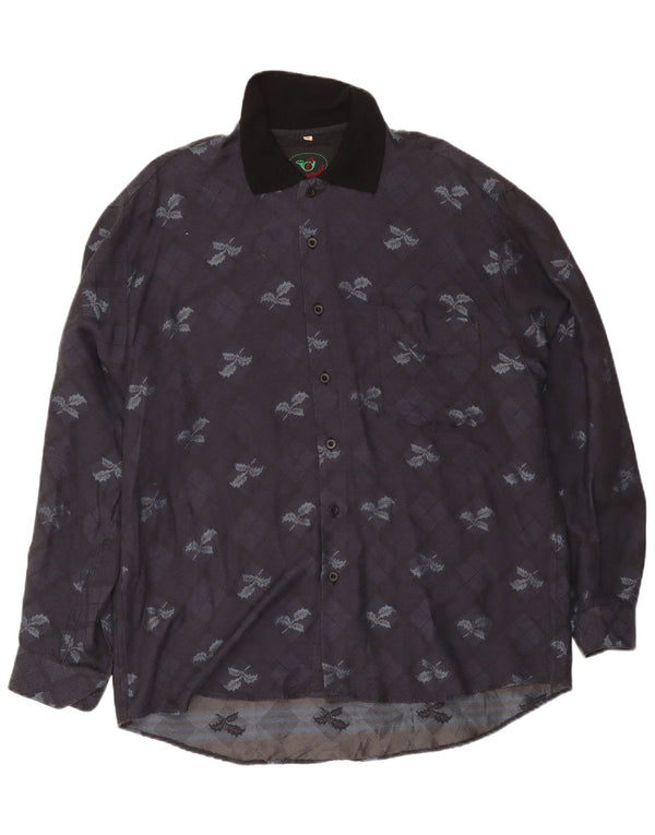 Daniel Dodd herreskjorte XL marineblå ternet polyester
