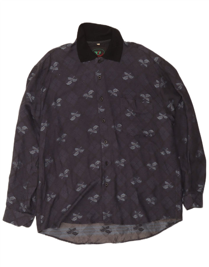Daniel Dodd herreskjorte XL marineblå ternet polyester