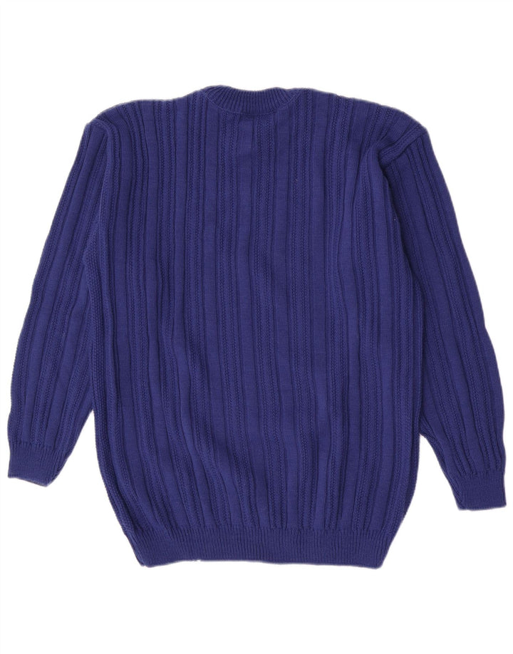Vintage herre sweater med rund hals, medium blå