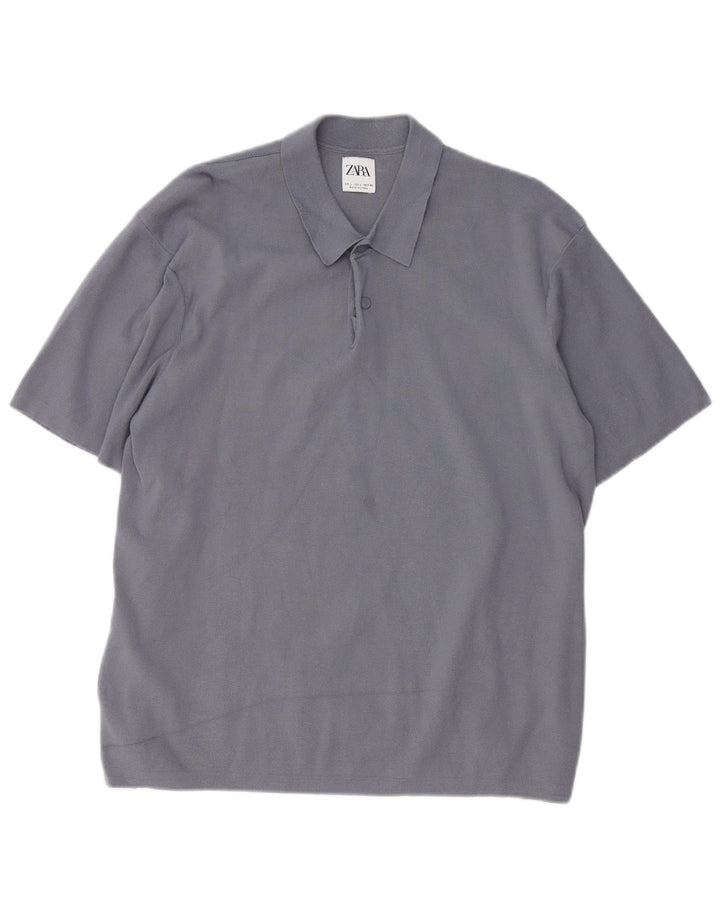 Zara Polo skjorte til mænd, stor grå viskose