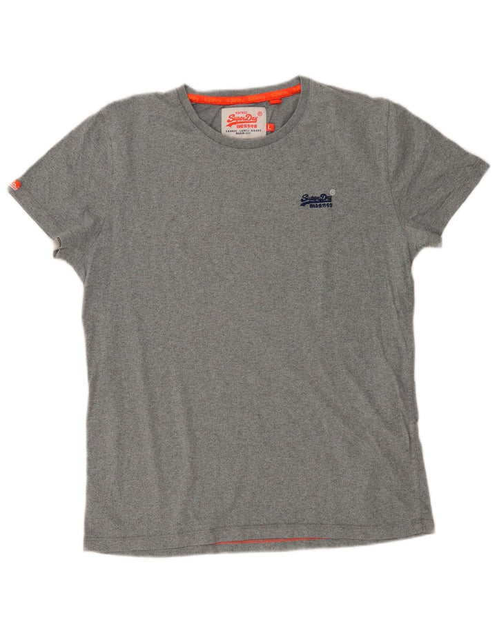SUPERDRY Mens T-Shirt Top Large Grey Cotton