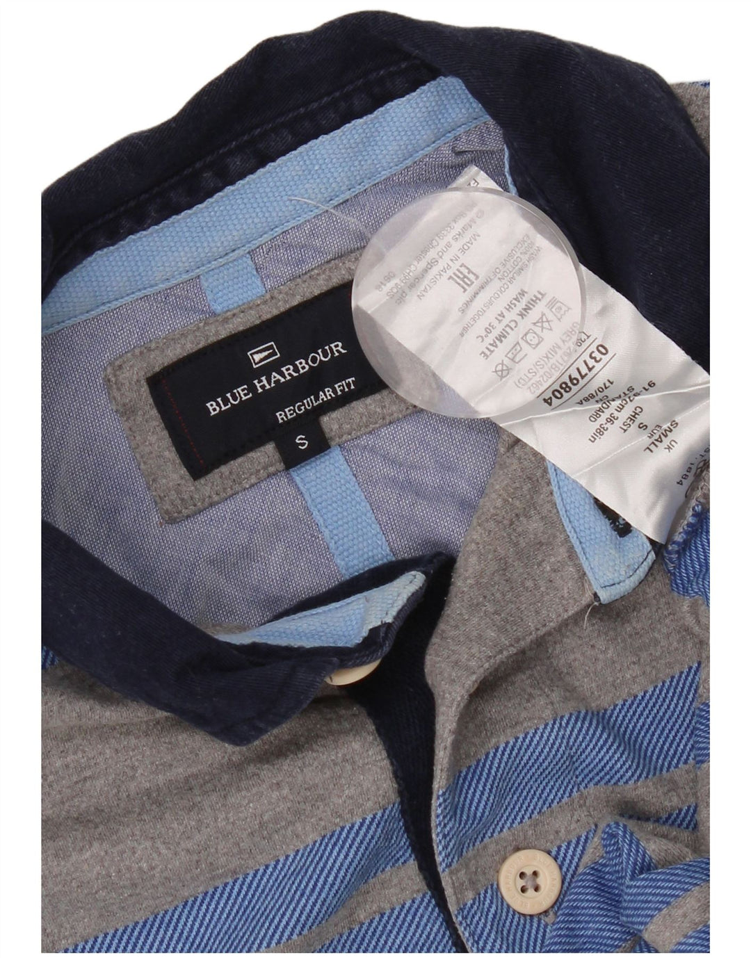 Marks & Spencer Langærmet Rugby Polo Shirt til mænd, lille grå stribet