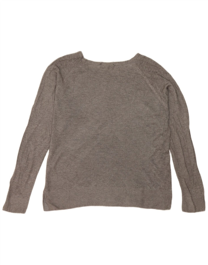 Zara Dame Boat Neck Jumper Sweater UK 16 Large Grå