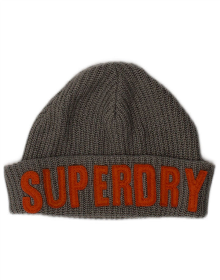 Superdry Herre grafisk strik beanie hat One Size grå akryl logo