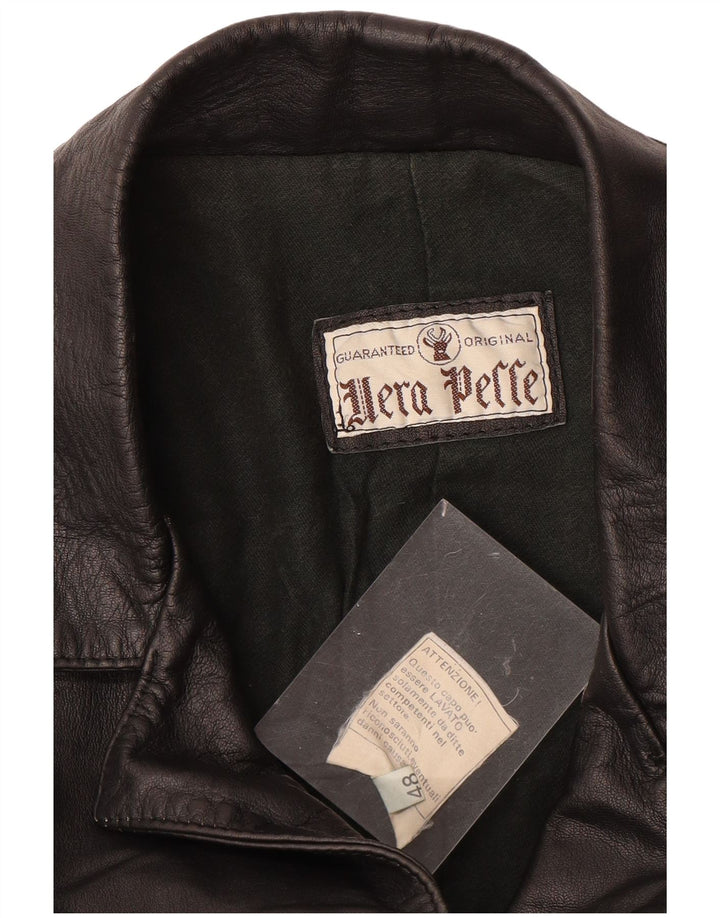 Vintage læderjakke til kvinder IT 48 XL sort læder