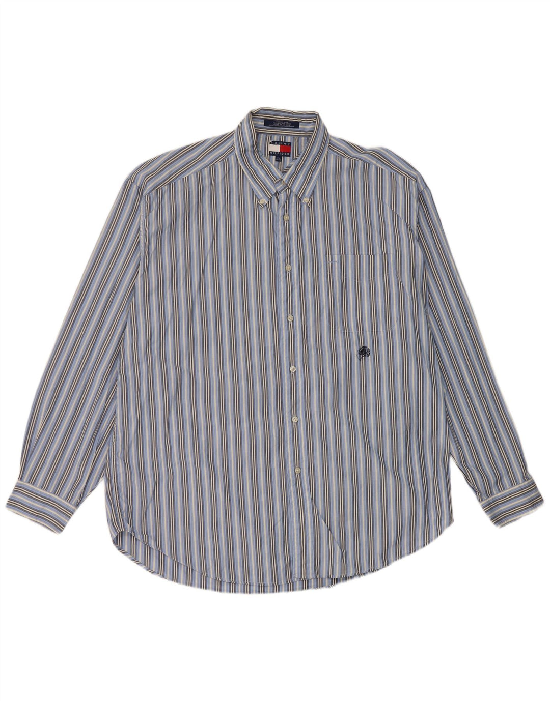 Tommy Hilfiger herreskjorte XL blå stribet bomuld