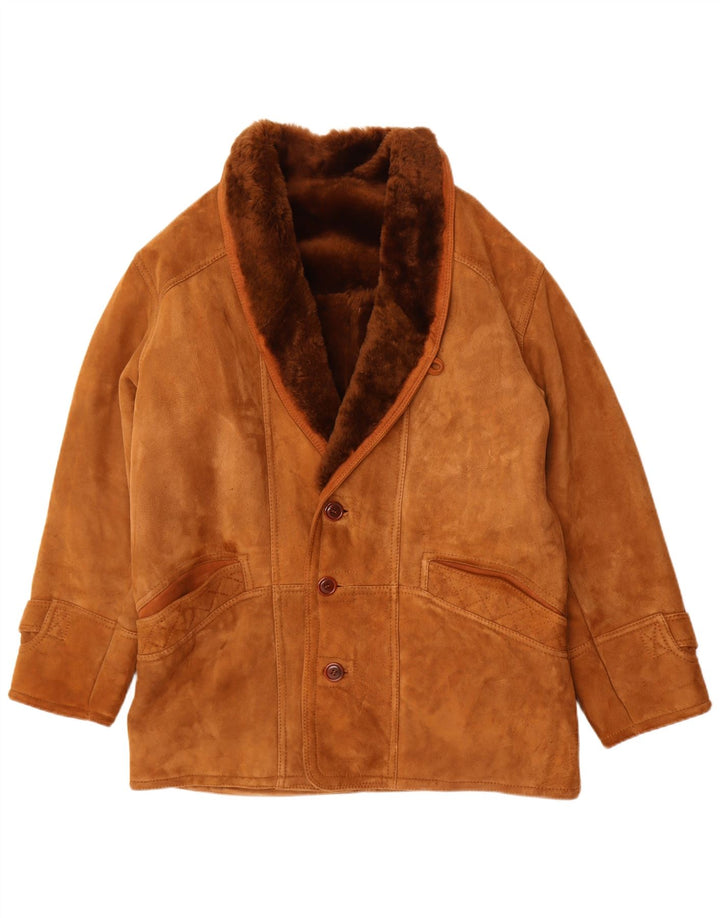Vintage Herre Shearling Jacket UK 40 Large Brown