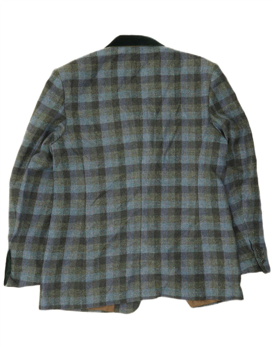 Vintage dame 2-knaps blazerjakke EU 46 XL Blå Gingham Viscose