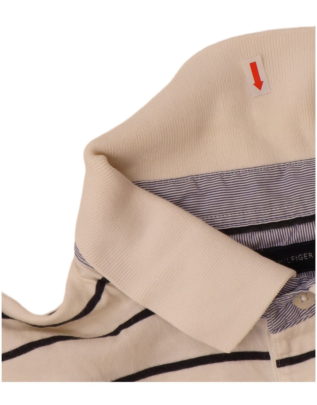 TOMMY HILFIGER Poloshirt til mænd, stor off-hvid stribet bomuld