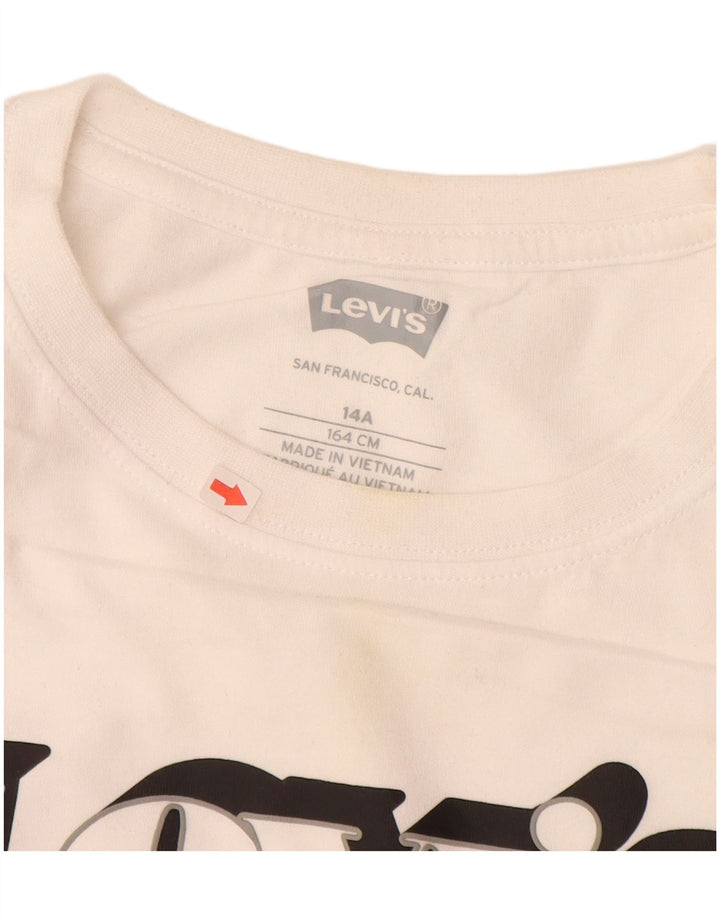 LEVI'S Drenge Grafisk T-Shirt Top 13-14 År Hvid Bomuld