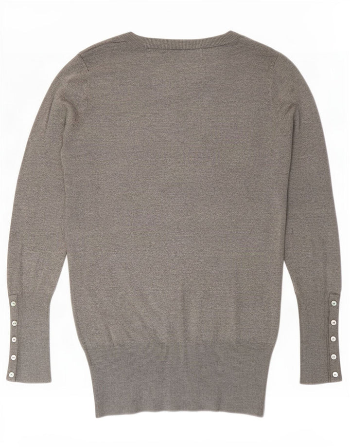 Zara Dame V-hals sweater UK 12 Medium Grå