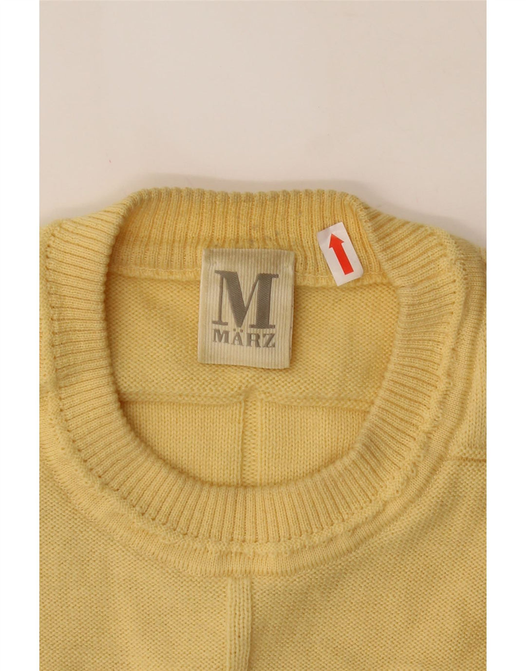 MARZ Mens Crew Neck Jumper Sweater Medium Yellow Wool Vintage Marz and Second-Hand Marz from Messina Hembry 