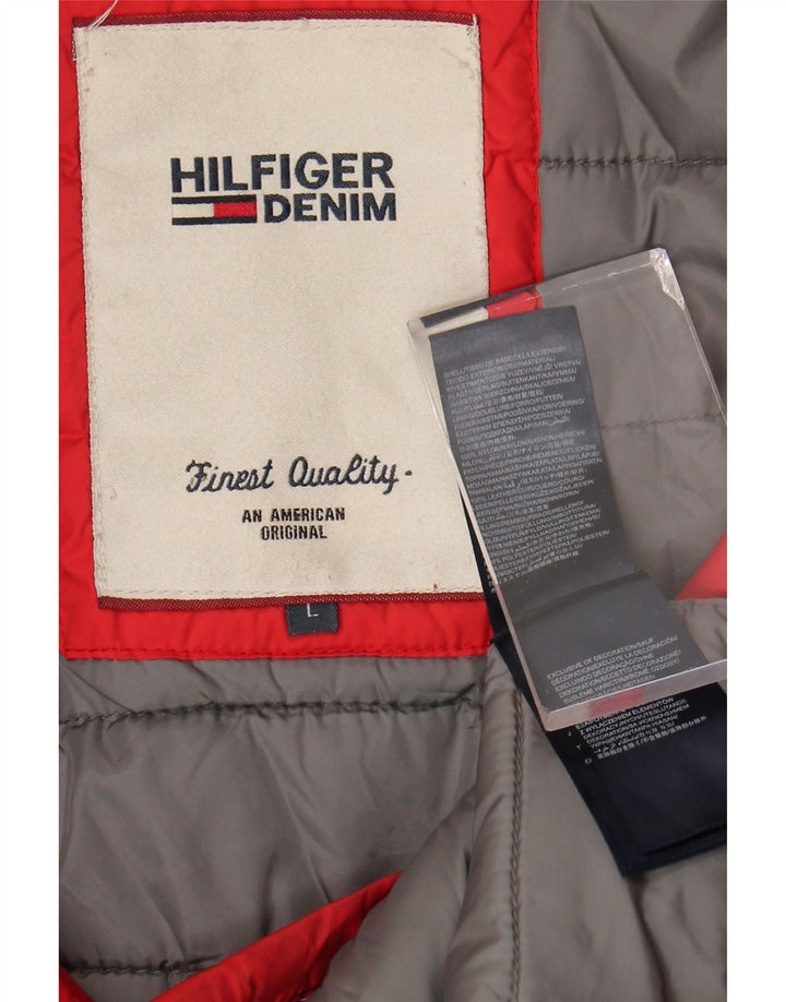 Tommy Hilfiger Herre hættepolstret jakke UK 40 Stor rød nylon