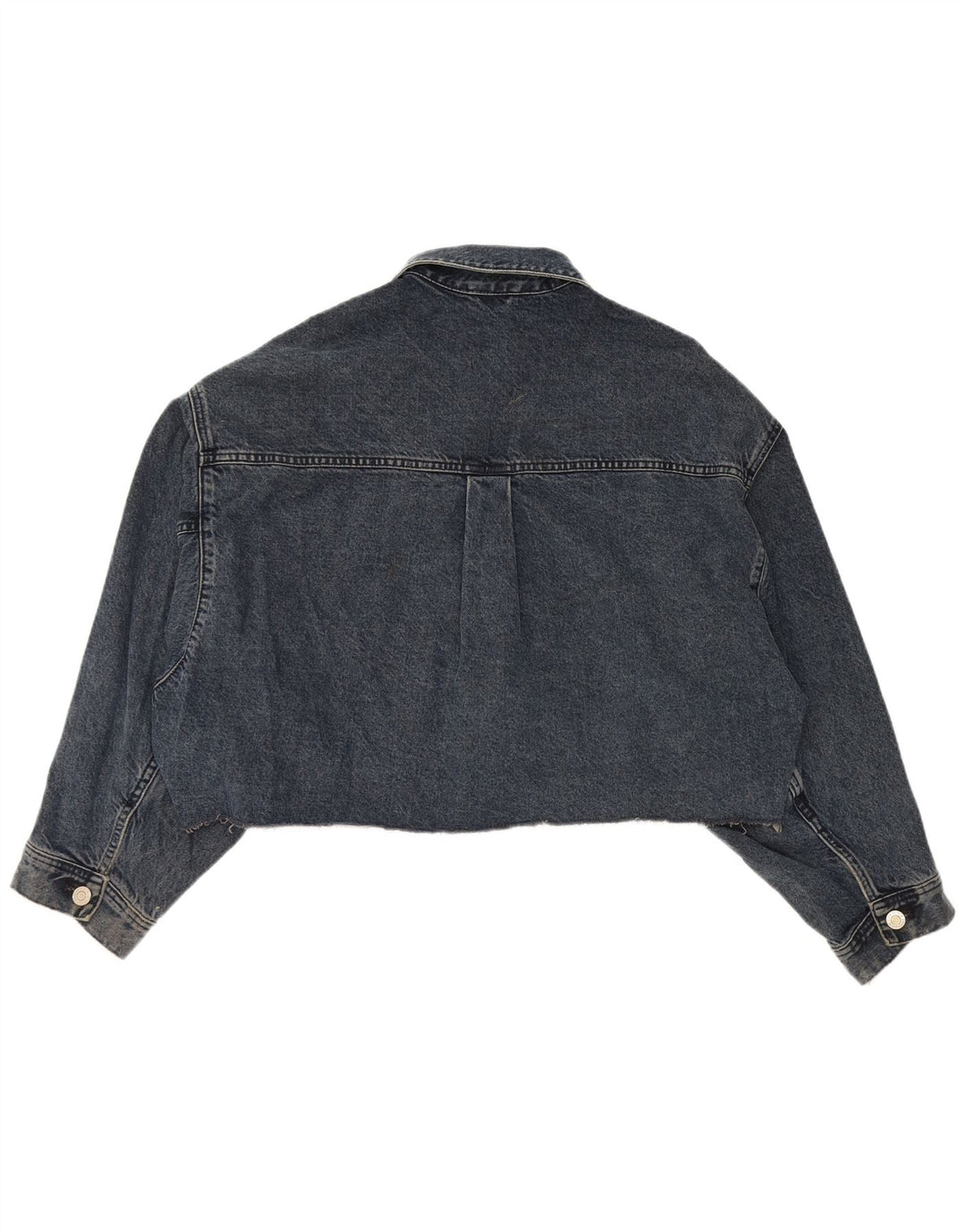 Zara Womens Crop Oversized denimjakke UK 14 Mellem marineblå bomuld