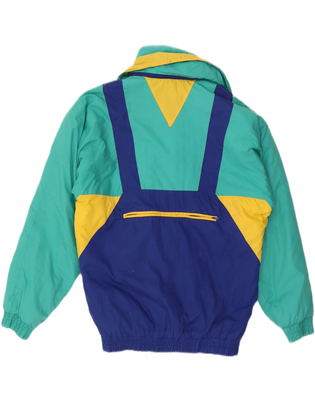 Vintage Skijakke med hætte til mænd UK 38 Medium Multicolored Colourblock