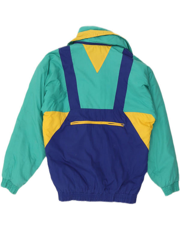 Vintage Skijakke med hætte til mænd UK 38 Medium Multicolored Colourblock