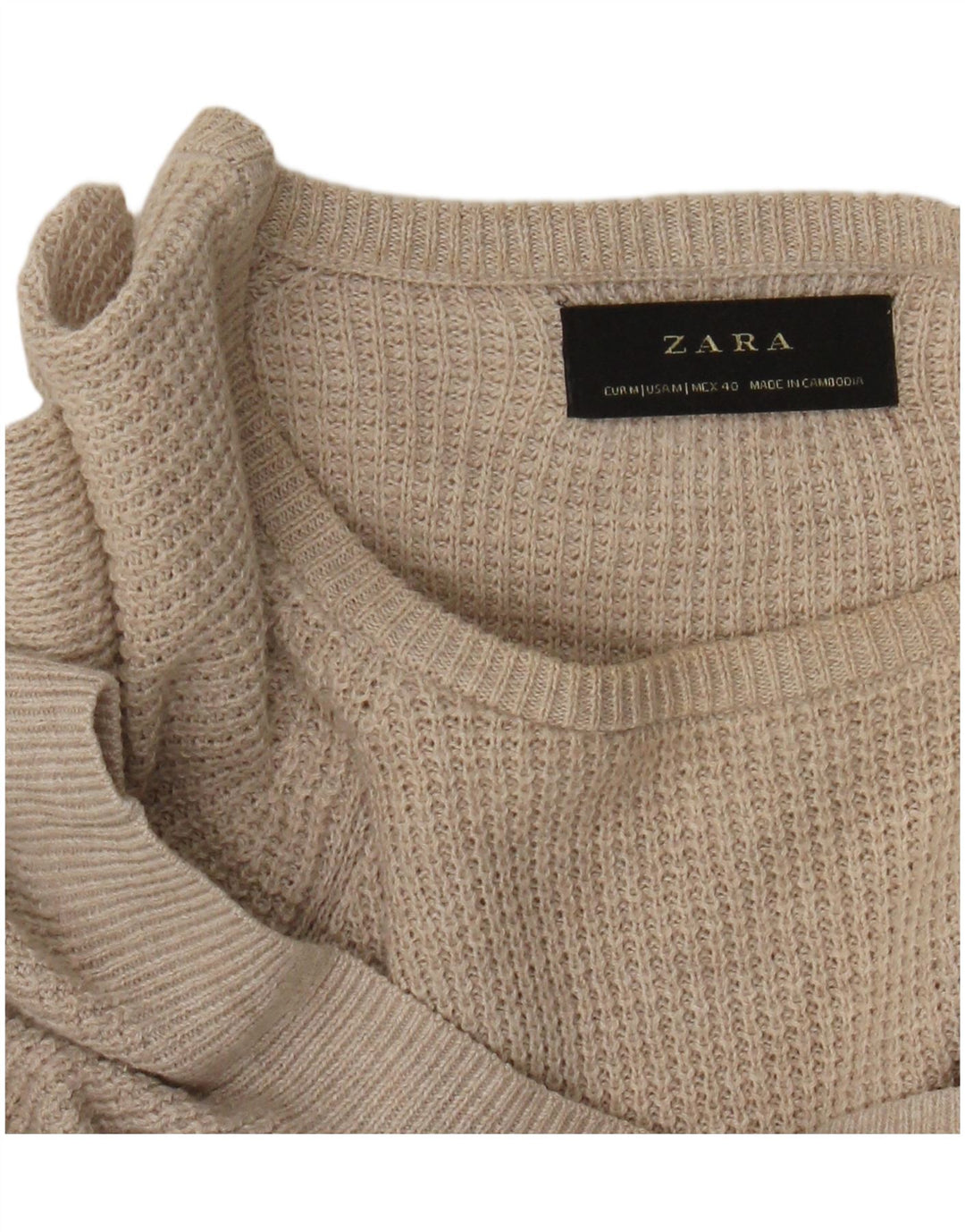 Zara Herre Boat Neck Jumper Sweater Medium Beige