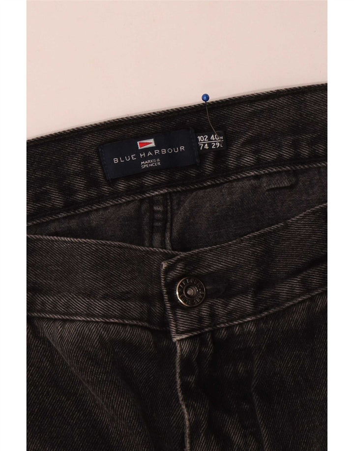 Marks & Spencer Herre Blue Harbor Straight Jeans W40 L29 Sort Bomuld