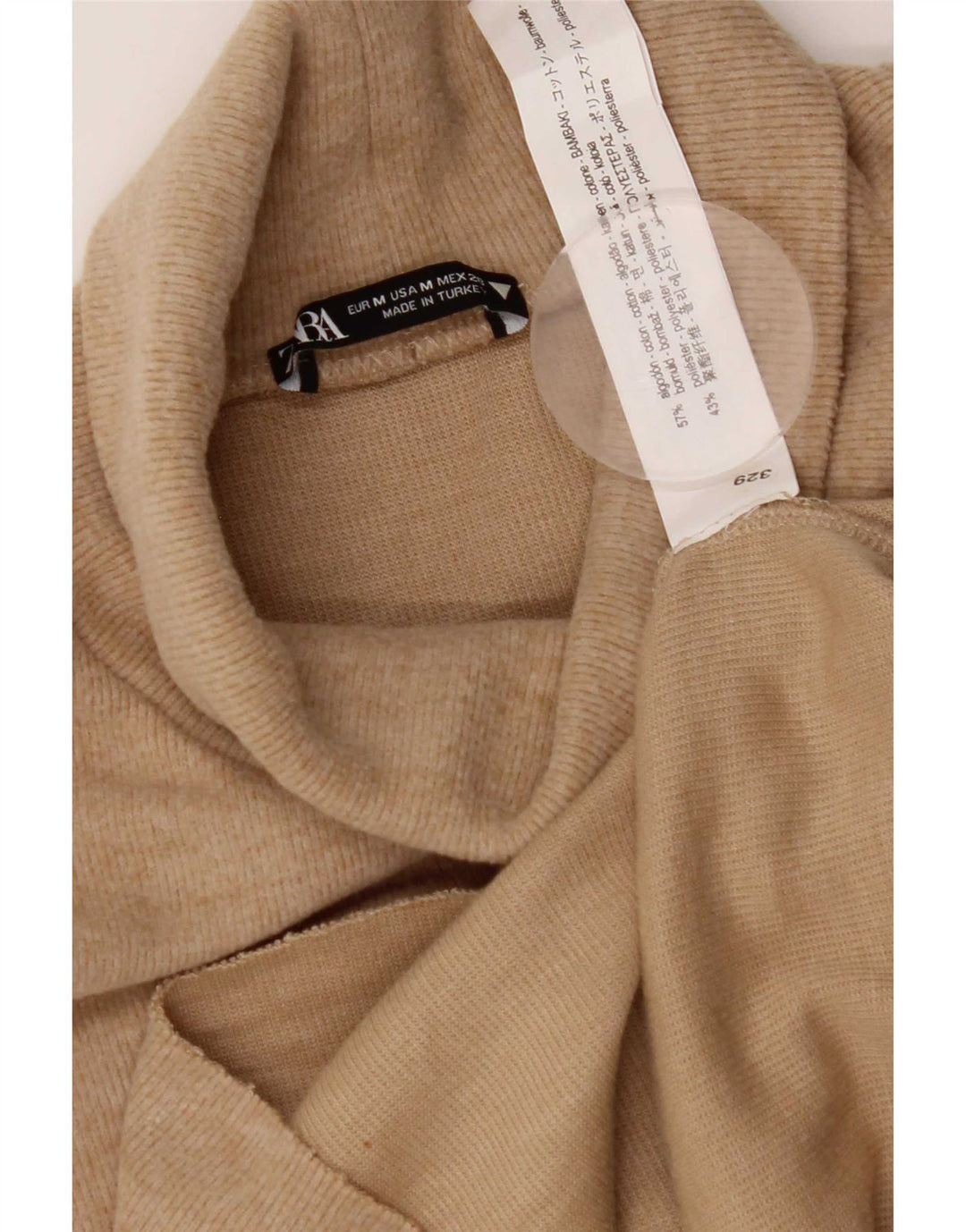 Zara Dame ærmeløs bluse Top UK 12 Medium Beige Bomuld
