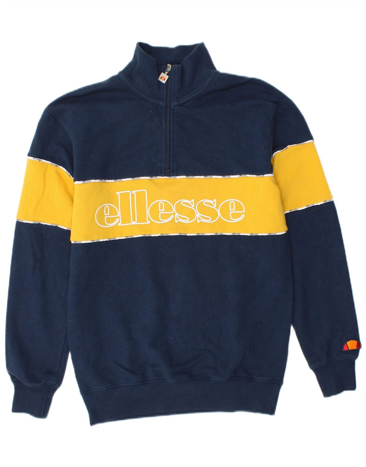 Ellesse Dame Oversized Grafisk Sweatshirt Jumper UK 6 XS Navy Blue