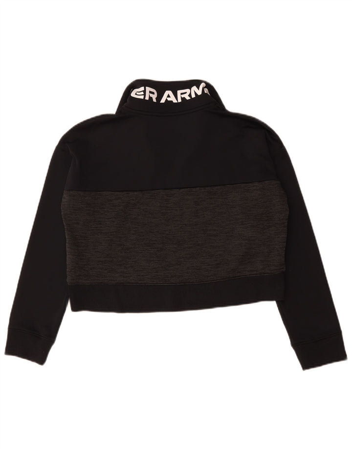 Under Armour Dame Oversized Crop Sweatshirt Jumper UK 10 Small Black