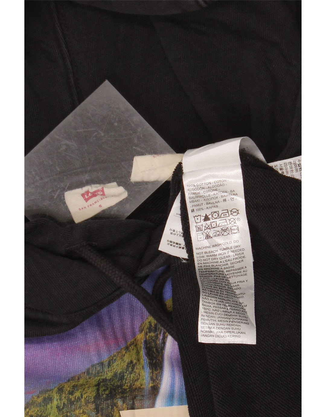 LEVI'S Herre Loose Fit Grafisk Hoodie Jumper Lille Sort Bomuld