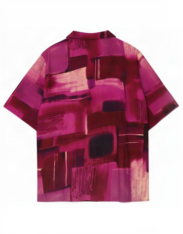 Biaggini kortærmet skjorte til kvinder EU 44 XL Burgundy Geometric
