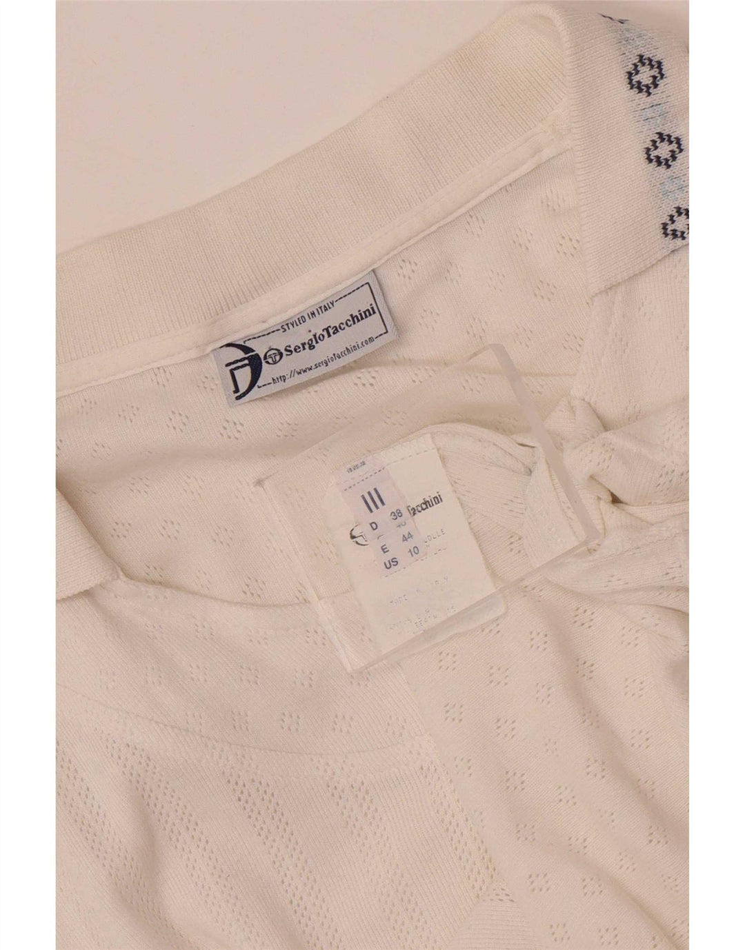 Sergio Tacchini Dame ærmeløs poloshirt EU 38 Medium White Fair Isle