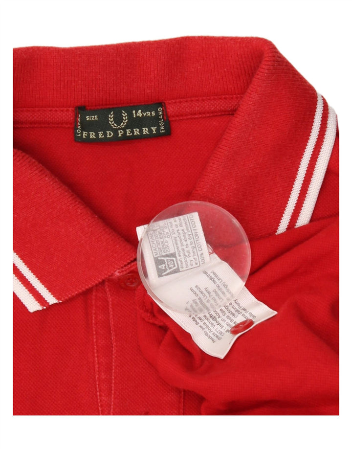 FRED PERRY drenge polo shirt 13-14 år rød stribet bomuld