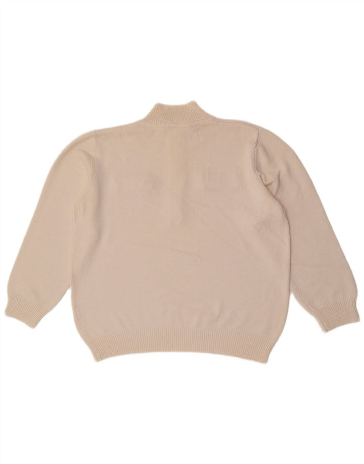 Vintage Dame Zip Neck Jumper Sweater UK 14 Large White