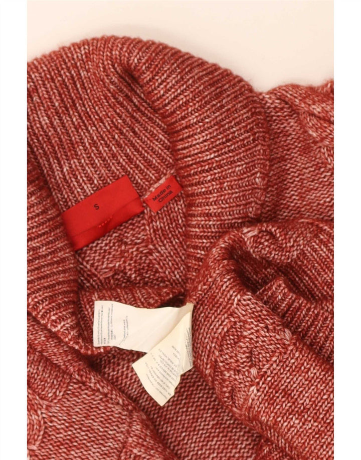 Hugo Boss Herre Shawl Neck Jumper Sweater Lille Rød Flecked Modal