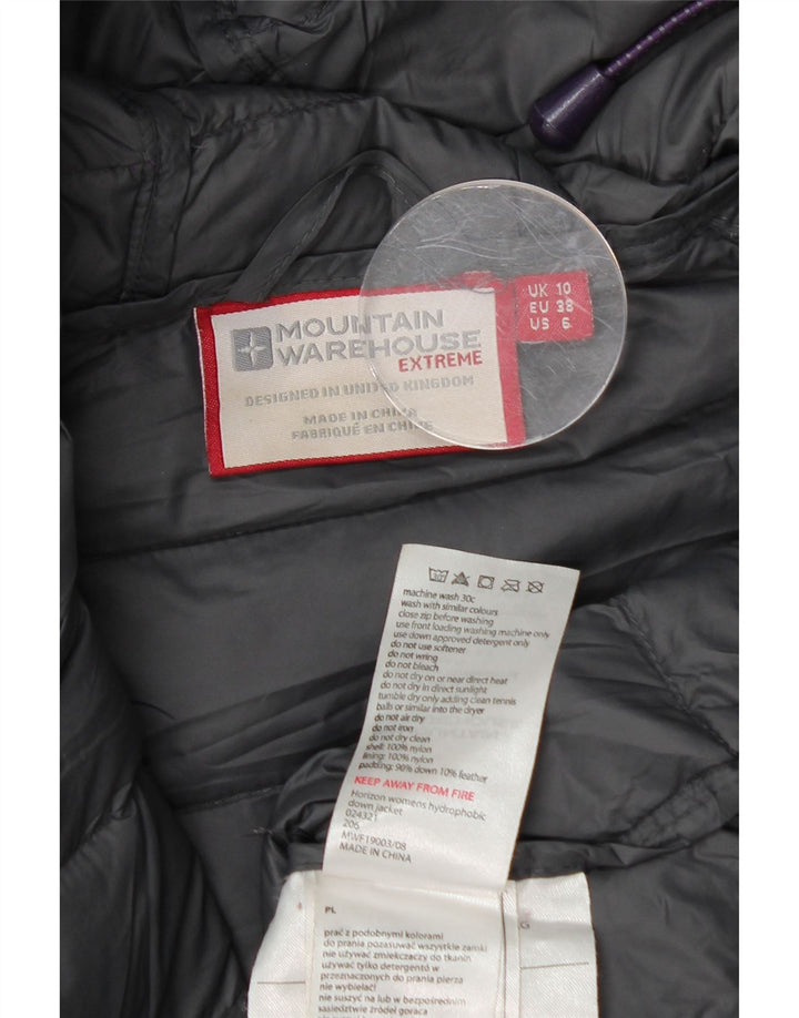 MOUNTAIN WAREHOUSE Womens Hooded Padded Jacket UK 10 Small Purple Nylon