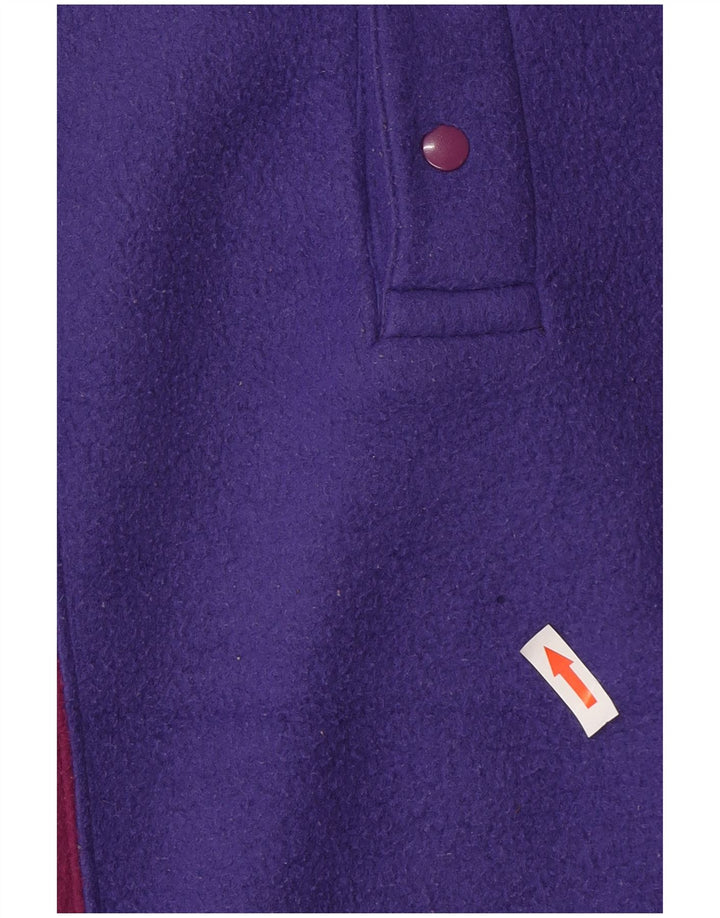 Vintage Herre Button Neck Fleece Jumper Lille flerfarvet Colourblock