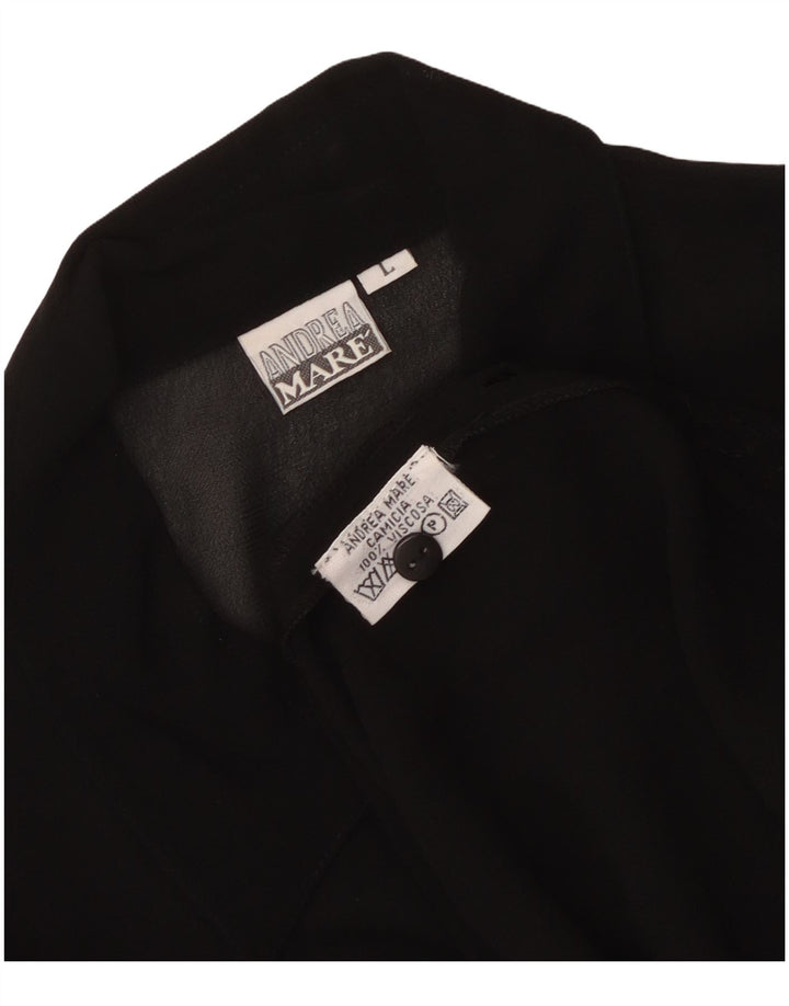 Andrea Mare Dame Se Through Shirt Bluse UK 16 Large Black Viscose