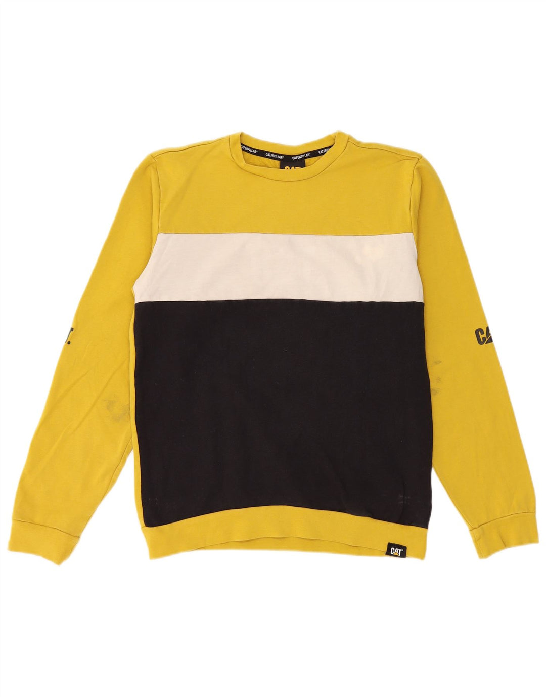 CAT Drenge Grafisk Sweatshirt Jumper 13-14 år Gul Colourblock Bomuld