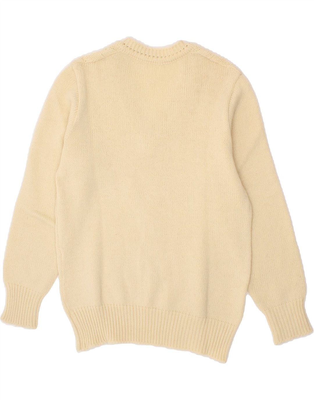 VINTAGE Womens V-Neck Jumper Sweater UK 12 Medium Off White Vintage Vintage and Second-Hand Vintage from Messina Hembry 