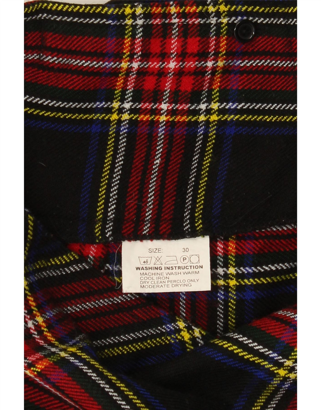 Vintage Kvinders Mini Wrap Nederdel W30 Medium Marineblå Plaid Akryl