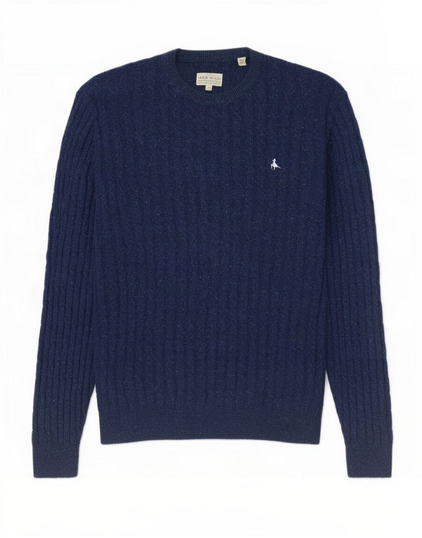 Jack Wills Herre The Marlow Crew Neck Jumper Sweater Large Navy Blue Flecked