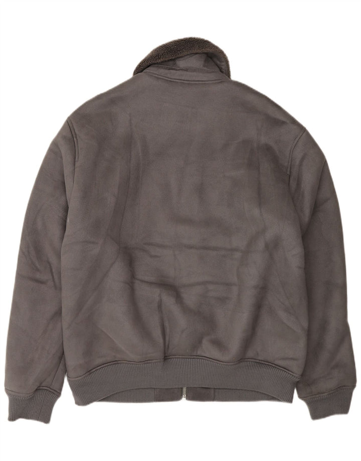 Zara Herre Sherpa Jacket UK 42 XL Grå Polyester