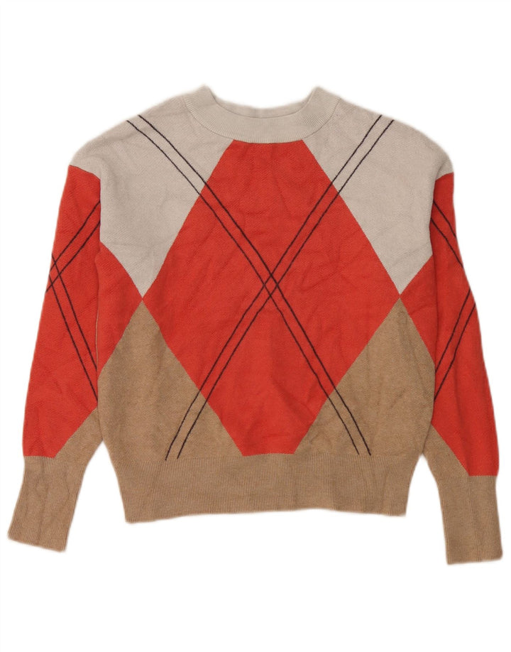 Marks & Spencer Dame Crop Crew Neck Jumper Sweater UK 10 Small Multicolou