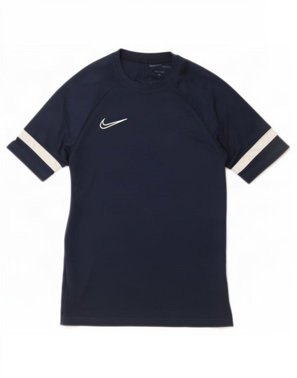 Nike Mens Dri Fit T-Shirt Top Medium Navy Blue Colourblock Polyester