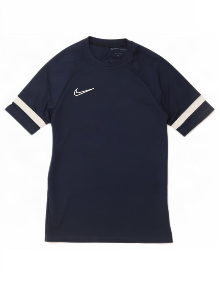 Nike Herre Dri Fit T-shirt Top Medium Marineblå Colourblock Polyester