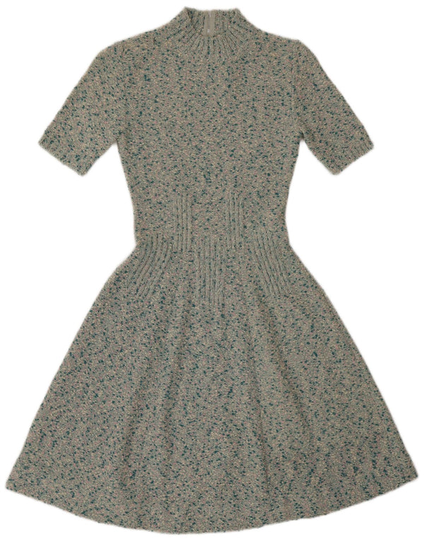 Vintage Dame Jumper Kjole UK 8 Small Green Flecked
