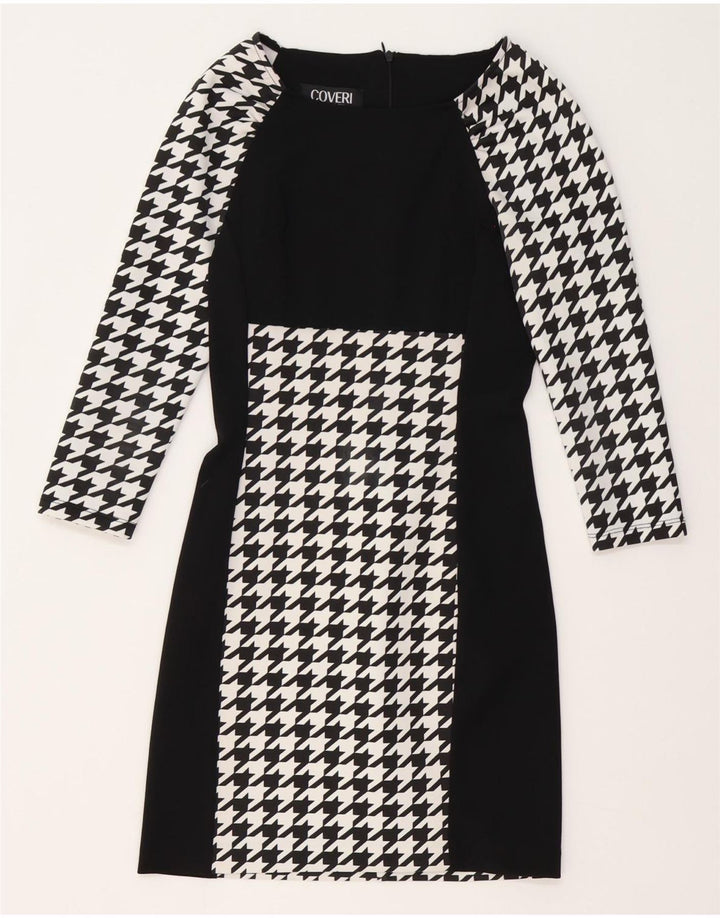 Coveri Langærmet Skedekjole til kvinder IT 40 Small Black Houndstooth