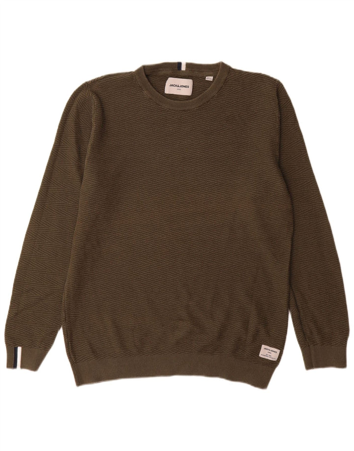 Jack & Jones Herre trøjetrøje med rund hals Stor Khaki Chevron Bomuld