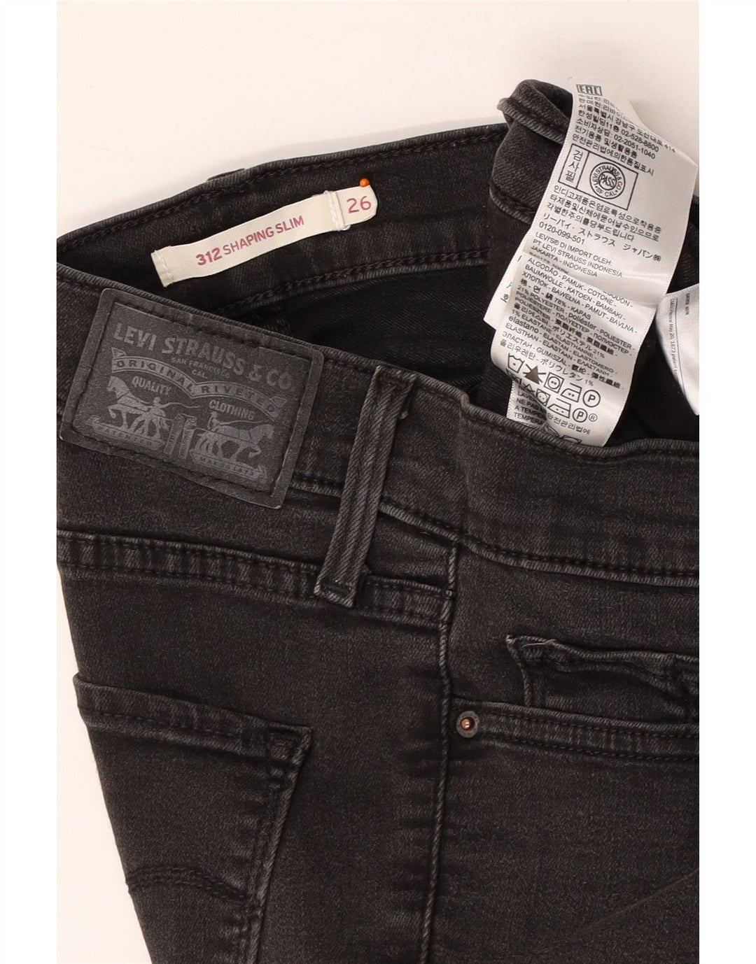 LEVI'S Dame 312 Shaping Slim Jeans W26 L30 Grå Bomuld