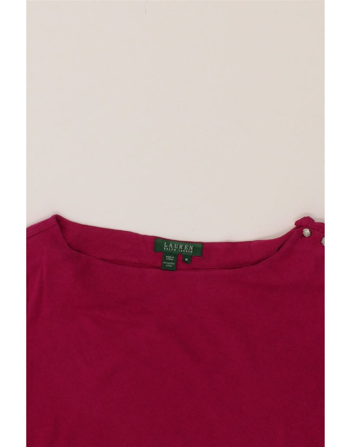 RALPH LAUREN Womens Top 3/4 Sleeve UK 14 Medium Pink Cotton Vintage Ralph Lauren and Second-Hand Ralph Lauren from Messina Hembry 